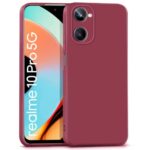 Slim Ultra Soft Rubberised Back Cover for Realme 10 Pro 5G | Inner Velvet Fabric Lining | Matte Silicone Flexible Camera Protection Back Case - Red