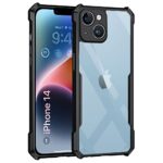 kelpuj TPU+PC Shock Proof Clear Protective Back Cover Case for Apple iPhone 14 Plus - Airedge Technology | 360 Degree Camera Protection | Transparent Hybrid Back Case Mobile Cover - Black