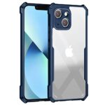 Shock Proof Clear Back Cover Case Mobile Cover Compatible with Apple iPhone 13 | iPhone 14 (Hard | Hybrid PC + TPU | Full Armour Device & Camera Protection | Blue)