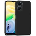 Back Cover for Vivo Y16 | Vivo Y56 | Vivo T2X | Ultra Slim Soft Rubberised Case | Inner Velvet Fabric Lining | Matte Silicone Flexible Mobile Case | Camera Protection - Black
