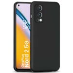 kelpuj Back Cover for 1+ Oneplus Nord 2 5G | Nord 2 5G Pac-Man Edition | Slim Soft Rubberised Case | Inner Velvet Fabric Lining | Matte Silicone Flexible Mobile Case | Camera Protection - Black