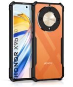 Shock Proof Clear Protective Back Case for Honor X9B 5G - AirEDGE Technology | 360 Degree Camera Protection | Transparent Hybrid Back Case Mobile Cover - Black