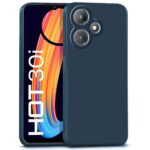 Slim Ultra Soft Rubberised Back Cover for Infinix Hot 30i 4G | Inner Velvet Fabric Lining | Matte Silicone Flexible Camera Protection Back Case - Blue