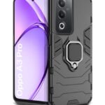 Shock Proof Back Case Mobile Cover for Oppo A3 Pro 5G | Oppo K12x 5G (Tough Armor | Hybrid PC + TPU | Full Protection with Ring Holder & in-Built Kickstand | Black)