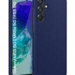 Slim Frameless Back Cover for Samsung Galaxy M55 5G | Galaxy F55 5G | Ultra Thin Lightweight Design & Camera Protection | Soft Matte Silicone Flexible Mobile Case (Blue)