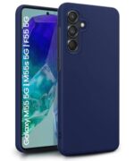 Slim Frameless Back Cover for Samsung Galaxy M55 5G | Galaxy F55 5G | Ultra Thin Lightweight Design & Camera Protection | Soft Matte Silicone Flexible Mobile Case (Blue)