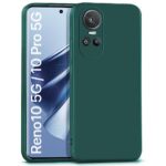 Back Cover for Oppo Reno 10 | Reno 10 Pro 5G | Ultra Slim Soft Rubberised Case | Inner Velvet Fabric Lining | Matte Silicone Flexible Mobile Case | Camera Protection - Green