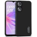 Ultra Slim Soft Rubberised Back Cover Case for Oppo A78 5G | Inner Velvet Fabric Lining | Matte Silicone Flexible Camera Protection Back Case - Black