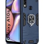 Shock Proof Back Case Mobile Cover for Samsung Galaxy A10s | Galaxy M01s | Back Cover Case (Tough Armor | Hybrid PC + TPU | Ring Holder & in-Built Kickstand | Blue)