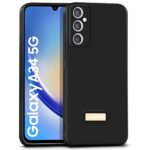 Slim Ultra Soft Rubberised Back Cover for Samsung Galaxy A34 5G | Inner Velvet Fabric Lining | Matte Silicone Flexible Camera Protection Back Case - Black