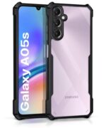 Shock Proof Clear Protective Back Case for Samsung Galaxy A05S 5G | Galaxy M14 4G - AirEDGE Technology | 360 Degree Camera Protection | Transparent Hybrid Back Case Mobile Cover - Black