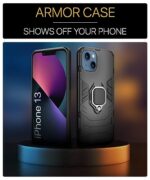 Tough Armor Bumper Back Case Cover for iPhone 13 (6.1?) | Ring Holder & Kickstand in-Built | Excellent 360 Degree Protection (Carbon Black) - Image 7