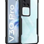 Shock Proof Clear Back Case Mobile Cover for Vivo V30 Pro (Hard | Hybrid PC + TPU | Full Armour Device & Camera Protection | Black)