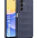 Ultimate Silicon Back Cover Case for Samsung Galaxy A15 5G | Military Grade Drop Protection Shockproof Bumper | Anti-Slip Grip | Scratch Proof Micro-Fibre Cloth Inside (Deep Blue)