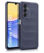 Ultimate Silicon Back Cover Case for Samsung Galaxy A15 5G | Military Grade Drop Protection Shockproof Bumper | Anti-Slip Grip | Scratch Proof Micro-Fibre Cloth Inside (Deep Blue)