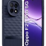 Back Cover for Oppo F29 Pro 5G with Hexa Cube Design | Ultra Slim Soft Rubberised Case | Inner Velvet Fabric | Matte Silicone Flexible Mobile Case | Camera Protection - Blue