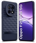 Back Cover for Oppo F29 Pro 5G with Hexa Cube Design | Ultra Slim Soft Rubberised Case | Inner Velvet Fabric | Matte Silicone Flexible Mobile Case | Camera Protection - Blue