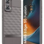 Back Cover for Moto Edge 50 Fusion 5G | Moto Edge G96 Fusion 5G with Hexa Cube Design | Inner Velvet Fabric | Matte Silicone Flexible Mobile Case | Camera Protection - Grey