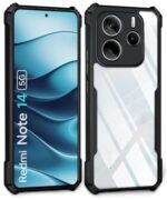 Shock Proof Clear Protective Back Case for Redmi Note 14 SE 5G | Redmi Note 14 5G- AirEDGE Technology | 360 Degree Camera Protection | Transparent Hybrid Mobile Cover - Black - Image 5