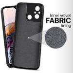 Slim Ultra Soft Rubberised Back Cover for Xiaomi Redmi 12C | Poco C55 | Inner Velvet Fabric Lining | Matte Silicone Flexible Camera Protection Back Case - Black - Image 3