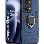 Shock Proof Back Case Mobile Cover for 1+ OnePlus Nord 2T 5G | Back Cover Case (Tough Armor | Hybrid PC + TPU | Ring Holder & in-Built Kickstand | Blue)