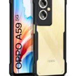 Thermoplastic Polyurethane Shock Proof Clear Protective Back Case for Oppo A59 5G-Airedge Technology|360 Camera Protection|Transparent Hybrid Back Case Backcase for Mobile Cover - Black