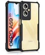 Thermoplastic Polyurethane Shock Proof Clear Protective Back Case for Oppo A59 5G-Airedge Technology|360 Camera Protection|Transparent Hybrid Back Case Backcase for Mobile Cover - Black