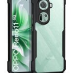 Shock Proof Clear Back Case Mobile Cover for Oppo Reno 11 5G (Hard | Hybrid PC + TPU | Full Armour Device & Camera Protection | Black)
