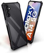Shock Proof Clear Back Case Mobile Cover for Samsung Galaxy A14 5G | A14 4G (Hard | Hybrid PC + TPU | Full Armour Device & Camera Protection | Black)