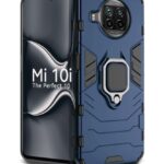 Shock Proof Back Case Mobile Cover for XIAOMI Mi 10i 5G | Back Cover Case (Tough Armor | Hybrid PC + TPU | Ring Holder & in-Built Kickstand | Blue)