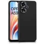 Back Cover for Oppo A59 5G | Ultra Slim Soft Rubberised Case | Inner Velvet Fabric Lining | Matte Silicone Flexible Mobile Case | Camera Protection - Black