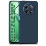 Back Cover for Realme 13 5G | Realme 12 5G | 12X 5G | Narzo 70x 5G | C65 5G | N65 | Slim Soft Rubberised | Inner Velvet Fabric | Silicone Flexible Mobile Case | Camera Protection - Blue