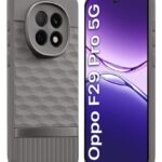 kelpuj Back Cover for Oppo F29 Pro 5G with Hexa Cube Design | Ultra Slim Soft Rubberised Case | Inner Velvet Fabric | Matte Silicone Flexible Mobile Case | Camera Protection - Grey