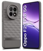 kelpuj Back Cover for Oppo F29 Pro 5G with Hexa Cube Design | Ultra Slim Soft Rubberised Case | Inner Velvet Fabric | Matte Silicone Flexible Mobile Case | Camera Protection - Grey