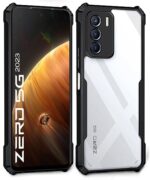 kelpuj TPU+PC Shock Proof Clear Protective Back Case for Infinix Zero 5G 2023 - Airedge Technology | 360 Degree Camera Protection | Transparent Hybrid Back Case Mobile Cover - Black - Image 3