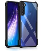 Shock Proof Clear Back Case Mobile Cover for XIAOMI MI REDMI Note 8 (Hard | Hybrid PC + TPU | Full Armour Device & Camera Protection | Black)
