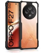 Shock Proof Clear Protective Back Case for Oppo F27 5G - AirEDGE Technology | 360 Degree Camera Protection | Transparent Hybrid Back Case Mobile Cover - Black