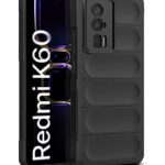 Ultimate Silicon Back Cover Case for Xiaomi Redmi K60 | Military Grade Drop Protection Shockproof Bumper | Anti-Slip Grip | Scratch Proof Micro-Fibre Cloth Inside (Pitch Black)