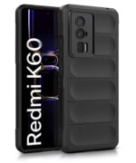 Ultimate Silicon Back Cover Case for Xiaomi Redmi K60 | Military Grade Drop Protection Shockproof Bumper | Anti-Slip Grip | Scratch Proof Micro-Fibre Cloth Inside (Pitch Black)