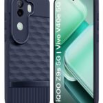 Back Cover for iQOO Z9s 5G | Vivo V40e 5G with Hexa Cube Design | Ultra Slim Soft Rubberised Case | Inner Velvet Fabric | Matte Silicone Flexible Mobile Case | Camera Protection - Blue