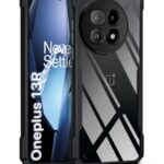 Shock Proof Clear Protective Back Case for 1+ OnePlus 13R 5G - AirEDGE Technology | 360 Degree Camera Protection | Transparent Hybrid Back Case Mobile Cover - Black