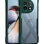 TPU+PC Shock Proof Clear Protective Back Case for 1+ Oneplus 11R 5G - Airedge Technology | 360 Degree Camera Protection | Transparent Hybrid Back Case Mobile Cover - Green, Green