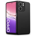 Back Cover for Oppo A5x | Ultra Slim Soft Rubberised Case | Inner Velvet Fabric Lining | Matte Silicone Flexible Mobile Case | Camera Protection - Black