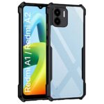 Shock Proof Clear Back Case Mobile Cover for Xiaomi Mi Redmi A1 | REDMI A2 (Hard | Hybrid PC + TPU | Full Armour Device & Camera Protection | Black)
