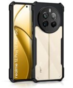 Thermoplastic Polyurethane Shock Proof Clear Protective Back Case for Realme 12Pro 5G|Realme 12Pro Plus 5G|P1Pro 5G-360 CameraProtection|Transparent Hybrid Backcase for MobileCover-Black
