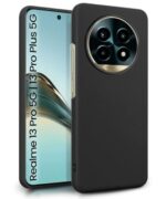 kelpuj Slim Frameless Back Cover for Realme 13 Pro 5G | Realme 13 Pro Plus 5G | Soft Matte Silicone Flexible Mobile Case & Camera Protection | Ultra Thin Lightweight Design (Black)