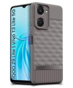 Back Cover for iQOO Z9 Lite | Vivo T3 Lite 5G | Y18t | Y18 | Y18e | Y03 | Y28s | Y37 with Hexa Cube Design | Inner Velvet Fabric | Matte Silicone Flexible Case | Camera Protection - Grey - Image 5