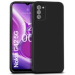kelpuj Back Cover for Nokia G42 5G | Ultra Slim Soft Rubberised Case | Inner Velvet Fabric Lining | Matte Silicone Flexible Mobile Case | Camera Protection - Black