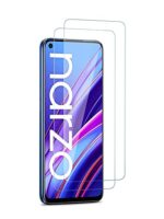 Screen Tempered Glass Guard For Realme Narzo 30 | Anti Scratch Case Cover Friendly Gorilla Protector and Installation Kit (Except Edges) Transparent [ Pack of 2 ]