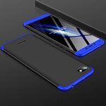 3-in-1 Double Dip Anti Slip Super Slim Hybrid All Angle Protection Lightweight Matte Hard Back Case Cover for XIAOMI REDMI 6A - Black with Blue